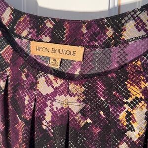 Nipon Boutique Sleeveless Blouse XL - Black Gold Gray Purple